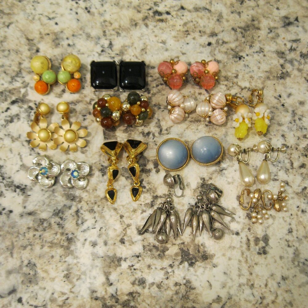 Lot Of 13 Clip On Earrings